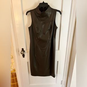 J. McLaughlin Vegan Leather Dress in brown.